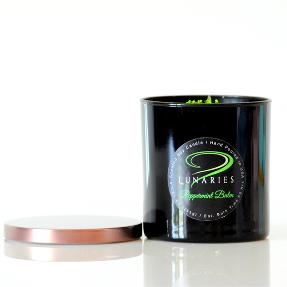 Peppermint Balm Soy Candle with Wooden Wick - Picture 2 of 6